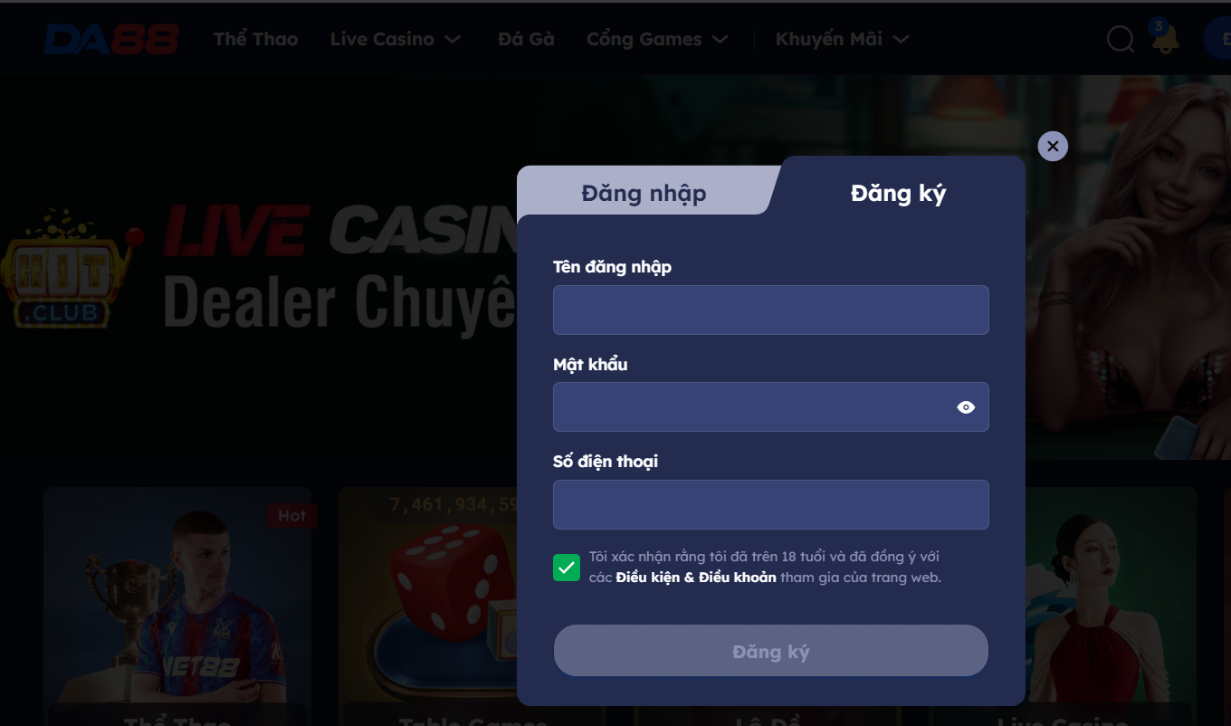 Da88 Khám Phá Nhà Cái Cá Cược Đẳng Cấp Thế Giới 2024 5 Hướng dẫn tân thủ đăng ký tài khoản nhà cái da88