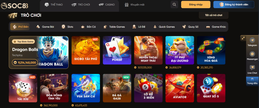 Soc88 - Nhà Cái Cá Cược Giải Trí Uy Tín Cực Hot Gần Đây 1 Trò chơi hấp dẫn